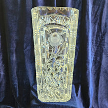 Load image into Gallery viewer, Heavy Cut Lead Crystal Vase – Roses Etching and Geometric Design 020
