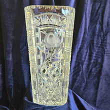 Load image into Gallery viewer, Heavy Cut Lead Crystal Vase – Roses Etching and Geometric Design 020
