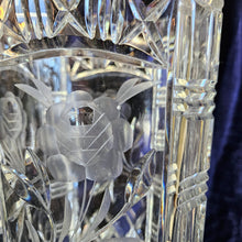 Load image into Gallery viewer, Heavy Cut Lead Crystal Vase – Roses Etching and Geometric Design 020
