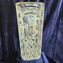 Load image into Gallery viewer, Heavy Cut Lead Crystal Vase – Roses Etching and Geometric Design 020
