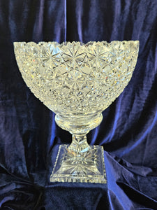 Antique Stars and Buttons American Brilliant Cut Glass Pedestal Vase 020