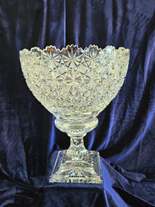 Antique Stars and Buttons American Brilliant Cut Glass Pedestal Vase 020
