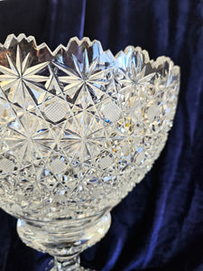 Antique Stars and Buttons American Brilliant Cut Glass Pedestal Vase 020
