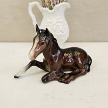 Load image into Gallery viewer, Beswick Horse Figurine – Lying Foal, Glossy Brown Bay Model #1813 023

