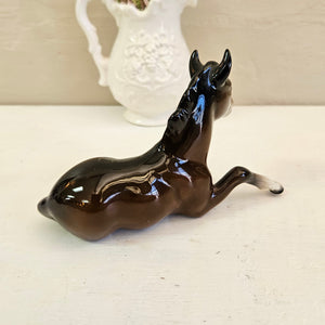 Beswick Horse Figurine – Lying Foal, Glossy Brown Bay Model #1813 023