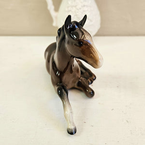 Beswick Horse Figurine – Lying Foal, Glossy Brown Bay Model #1813 023