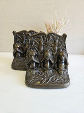 Load image into Gallery viewer, Pair of Vintage Brass Bookends Embossed Monkeys 42407
