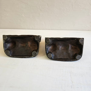 Pair of Vintage Brass Bookends Embossed Monkeys 42407