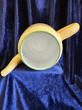 Load image into Gallery viewer, Cream Enamelware Teapot with Green Rim 023
