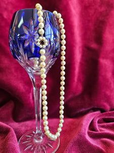 Cultured Pearl Necklace with 9kt Garnet & White Pearl Clasp –42507