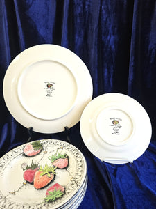 Gien France "Fraises en Folie" Hand Painted Plates 42002