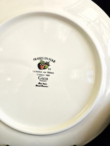 Gien France "Fraises en Folie" Hand Painted Plates 42002
