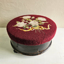 Load image into Gallery viewer, Antique Upholstered Footstool with Lift-Top Storage #42508

