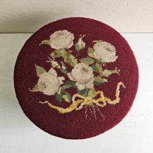 Antique Upholstered Footstool with Lift-Top Storage #42508