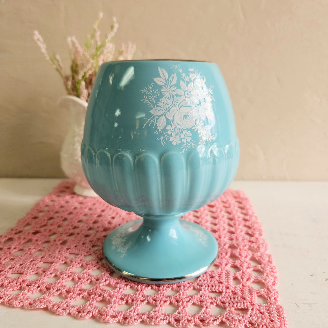Royal Winton Grimwades Turquoise Floral Footed Vase #42508