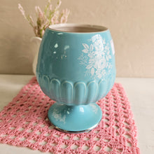 Load image into Gallery viewer, Royal Winton Grimwades Turquoise Floral Footed Vase #42508
