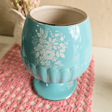 Load image into Gallery viewer, Royal Winton Grimwades Turquoise Floral Footed Vase #42508
