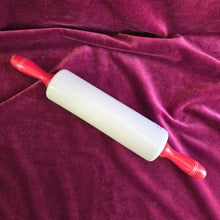 Load image into Gallery viewer, Nutbrown Rolling Pin with Red Handle and White Milk Glass Barrel  014
