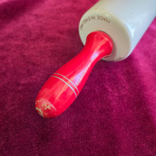 Load image into Gallery viewer, Nutbrown Rolling Pin with Red Handle and White Milk Glass Barrel  014
