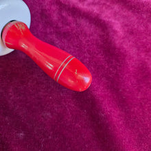 Load image into Gallery viewer, Nutbrown Rolling Pin with Red Handle and White Milk Glass Barrel  014
