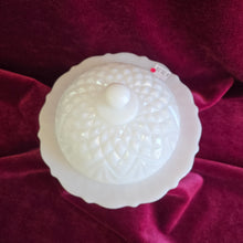 Load image into Gallery viewer, Anchor Hocking Milk Glass Presscut Pineapple Butter Dish 42506
