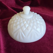 Load image into Gallery viewer, Anchor Hocking Milk Glass Presscut Pineapple Butter Dish 42506
