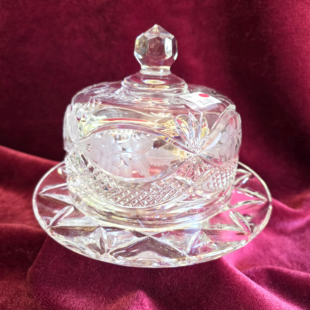 Heavy Crystal Butter Dish 028