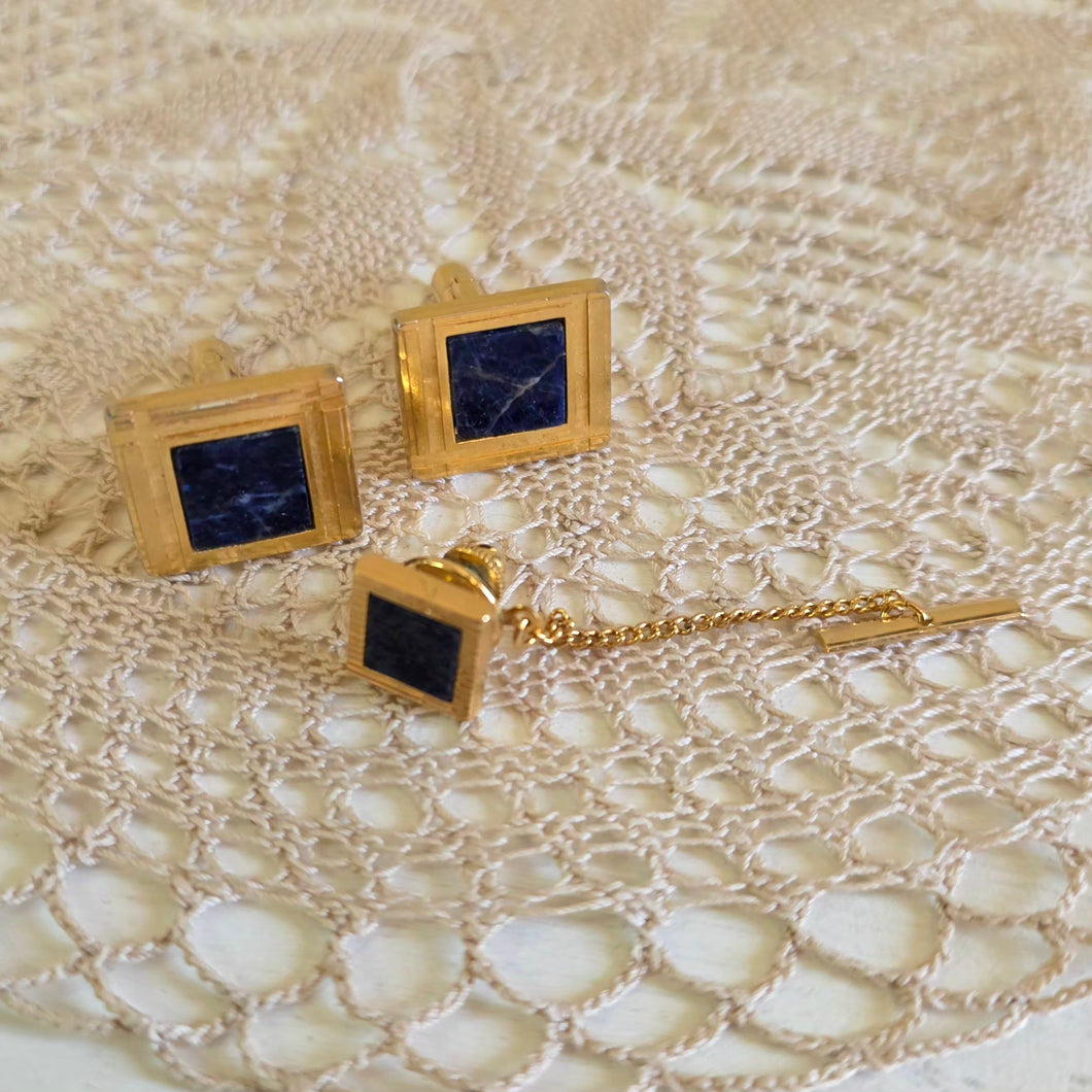 Blue Cufflinks & Tie Tack Set 2540002