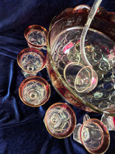 Load image into Gallery viewer, Indian Glass Kings Crown Ruby Cranberry Rim Punch Bowl Set 42508
