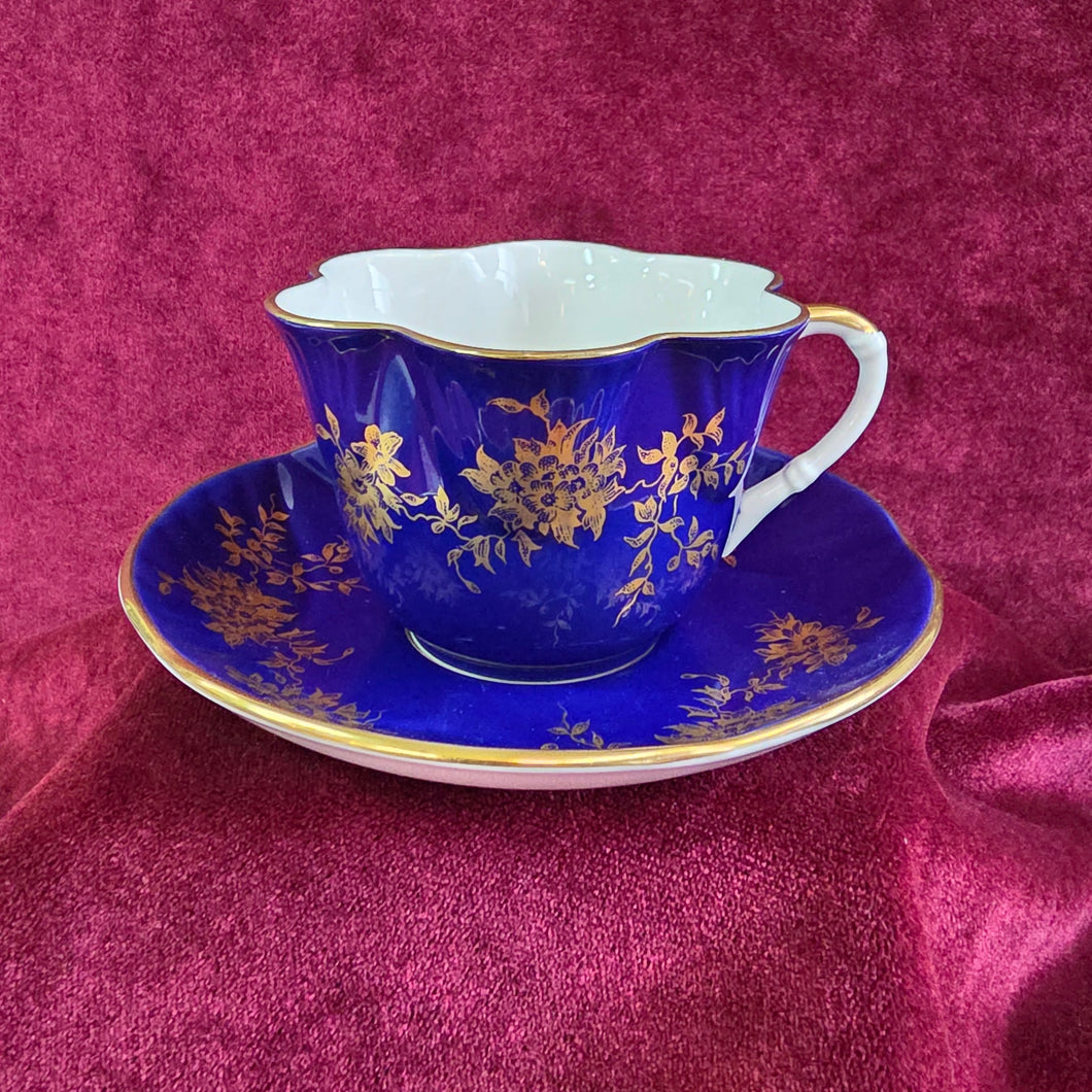 Cobalt Blue Crown Staffordshire Teacup 036