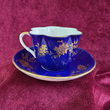 Load image into Gallery viewer, Cobalt Blue Crown Staffordshire Teacup 036
