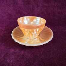 Load image into Gallery viewer, Fire King Peach Lusterware Cup &amp; Saucer 42510
