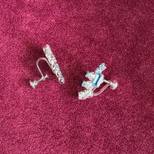 Load image into Gallery viewer, Jay Flex Sterling Blue and Clear Rhinestone Brooch and Earrings Set 42508
