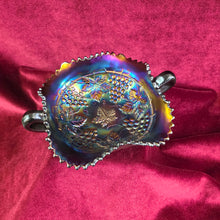 Load image into Gallery viewer, Amethyst Grapes and Cable Carnival Glass Dish 036
