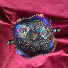 Load image into Gallery viewer, Amethyst Grapes and Cable Carnival Glass Dish 036
