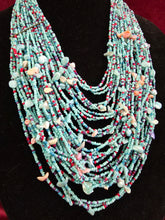 Load image into Gallery viewer, Blue Seedbead &amp; Shell Necklace COR 888
