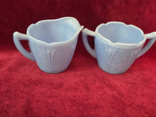 Load image into Gallery viewer, Jeannette Glass Delphite Blue Cherry Blossom Cream &amp; Sugar 42601
