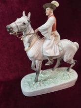 Load image into Gallery viewer, Large Herend Hungary Porcelain Sculpture Csikos Man on Horseback 043
