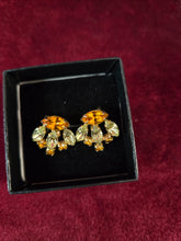 Load image into Gallery viewer, Sherman Orange Rhinestone Twist On Earrings WC
