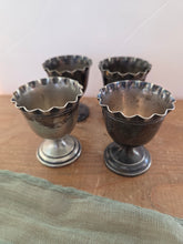 Load image into Gallery viewer, Tarnished Silver Plate Eggcups with Scalloped Edges 42601
