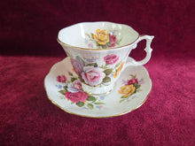 Load image into Gallery viewer, Royal Albert Cup &amp; Saucer with Yellow &amp; Pink Roses 42507
