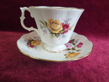 Load image into Gallery viewer, Royal Albert Cup &amp; Saucer with Yellow &amp; Pink Roses 42507
