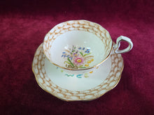 Load image into Gallery viewer, Royal Albert Cup &amp; Saucer with basketweave pattern &amp; bouquet 42407
