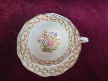 Load image into Gallery viewer, Royal Albert Cup &amp; Saucer with basketweave pattern &amp; bouquet 42407
