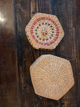Load image into Gallery viewer, Handwoven Basket with Lid (Red &amp; Green) 12605

