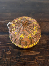 Load image into Gallery viewer, Small Handwoven Basket (yellow details) 42606
