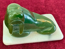 Load image into Gallery viewer, Nephrite BC Jade Walrus on Stone Base HAN
