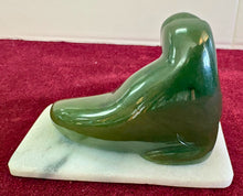 Load image into Gallery viewer, Nephrite BC Jade Walrus on Stone Base HAN
