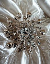 Load image into Gallery viewer, Silvertone Brooch with Red Rhinestones and Pearls 42603
