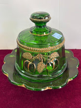 Load image into Gallery viewer, Northwood Dark Green Peach and Cable Butter Dish 030

